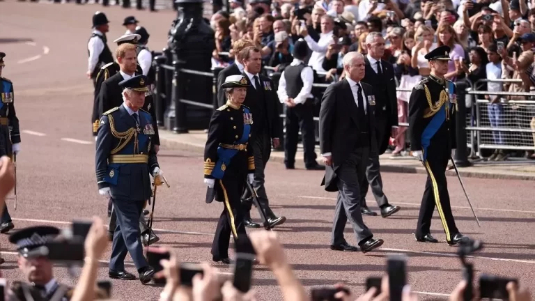 William and Harry side by side behind Queen’s coffin