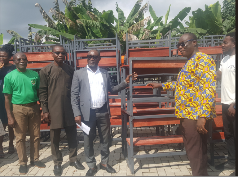 Tarkwa-Nsuaem Municipal Assembly donates 500 dual desks to basic schools.