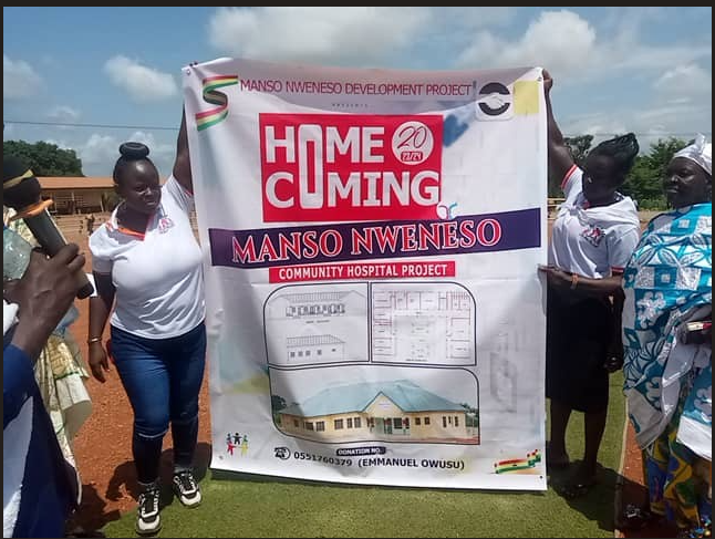 Manso Nweneso community mobilizes resources to construct healthcare facility.